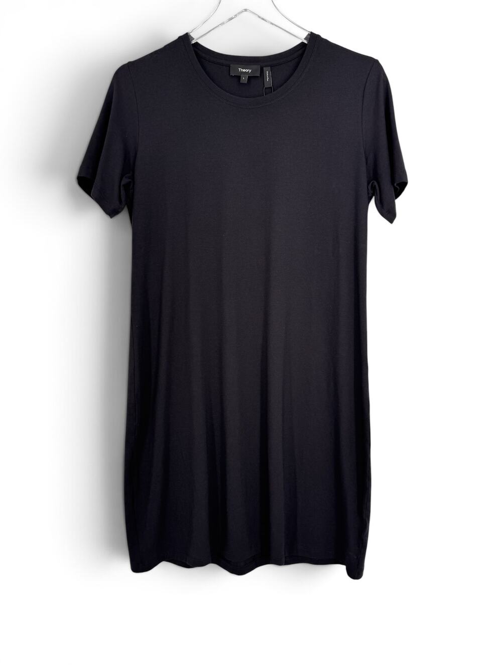 Theory dress L Ranmire knit T Shirt crew short sleeve midi minimalist black NEW